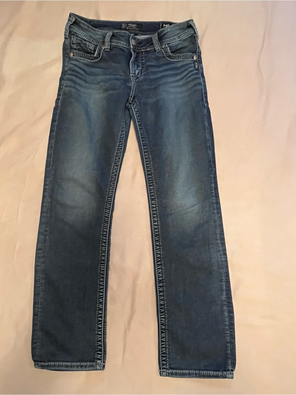Silver Jeans Women's Faded Suki Mid Straight Leg Denim Jeans
